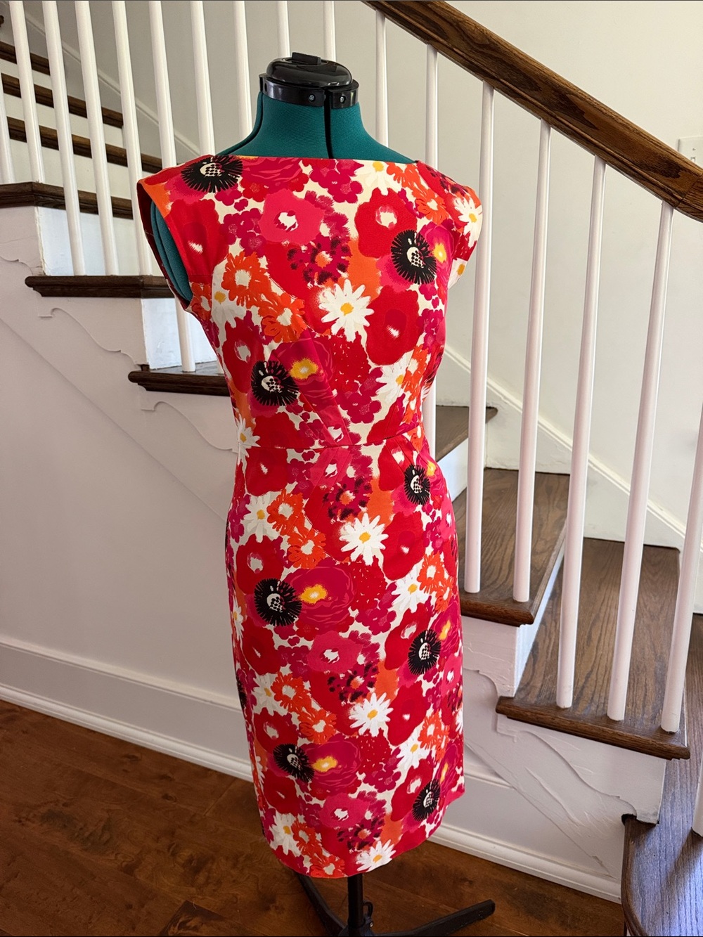 Floral Sheath Dress in Pink, Red and White